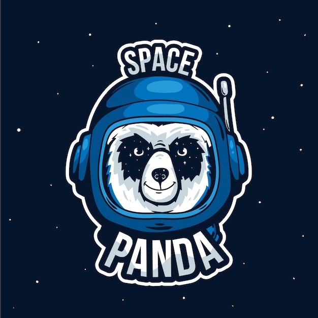 Logo Mascotte Avec Panda De L'espace