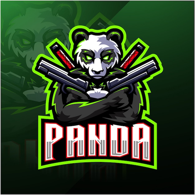 Logo De Mascotte Panda Gunner Esport