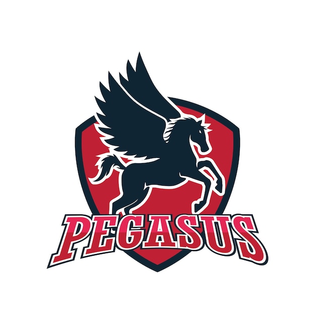 Vecteur un logo de mascotte pegasus avec le mot pegasus dessus