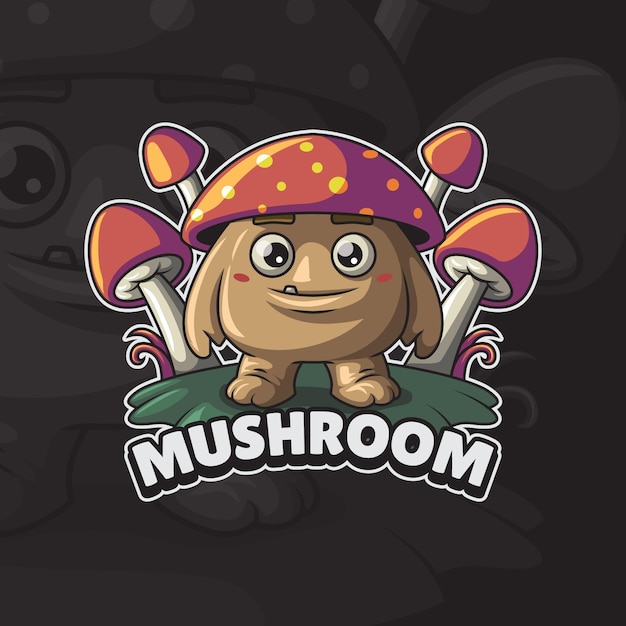 Vecteur logo de mascotte de personnage de champignon garçon