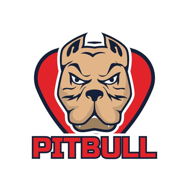 Vecteur un logo de mascotte pitbull dog avec le mot pitbull dessus