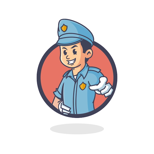 Vecteur logo de mascotte de policier rétro