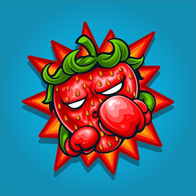 Vecteur logo de mascotte de punch aux fraises