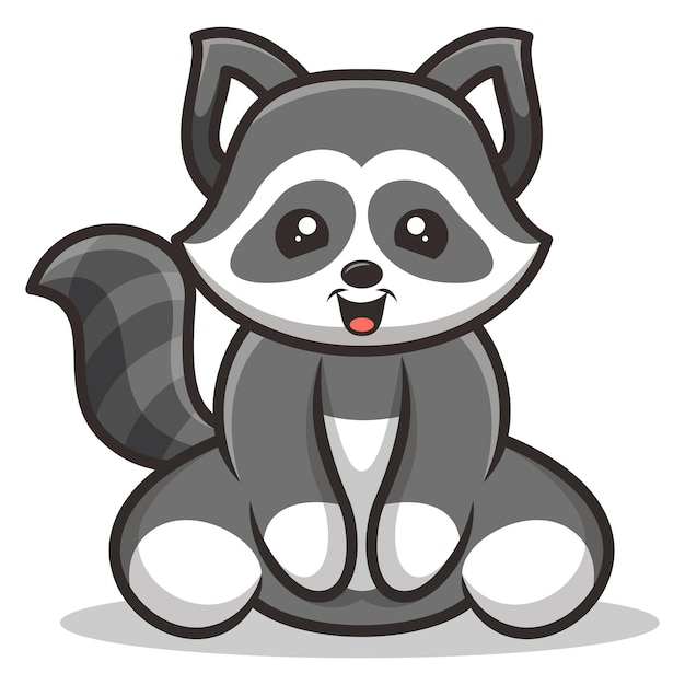 Logo De Mascotte De Raton Laveur Mignon Assis