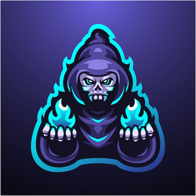 Logo de mascotte sinistre sorcier