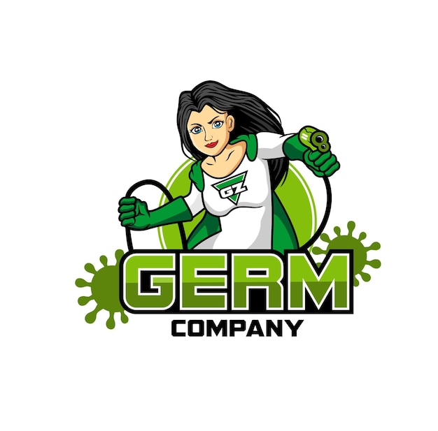 Vecteur logo de la mascotte de la société germinale super-héros