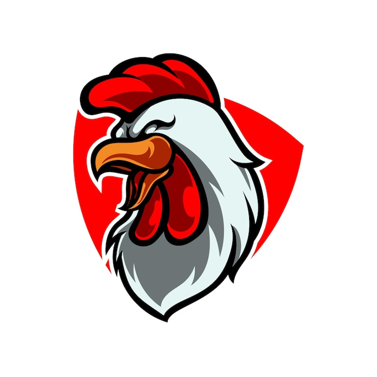 Vecteur logo de mascotte de sport de tête de coq