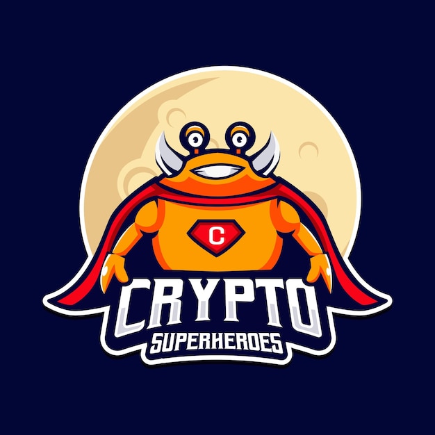 Vecteur logo de mascotte de super-héros crypto