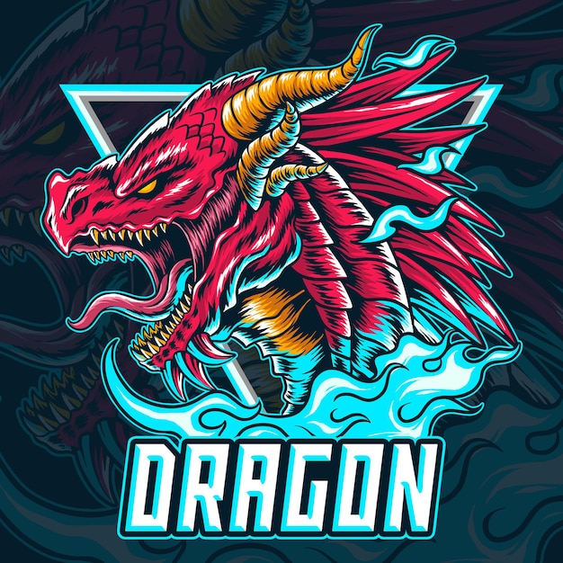 Vecteur le logo ou la mascotte et le symbole du dragon e-sport