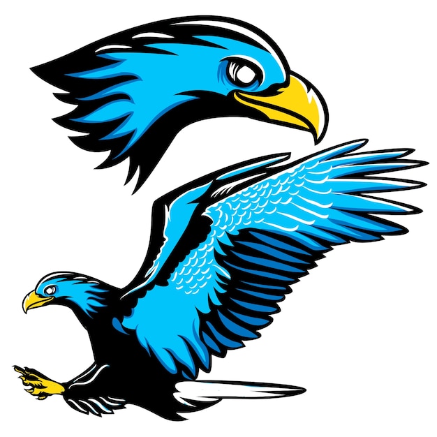 Logo De La Mascotte De La Tête D'aigle Bleu