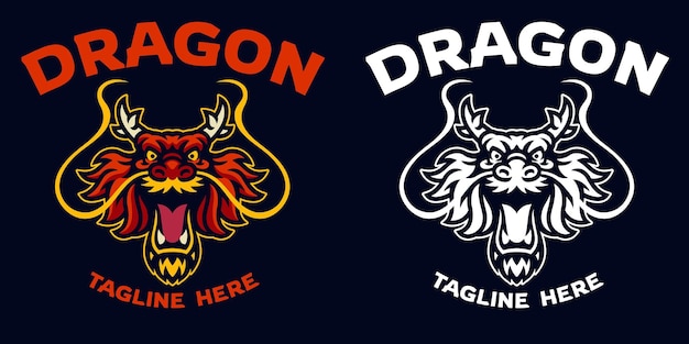 Logo De Mascotte De Tête De Dragon Asiatique