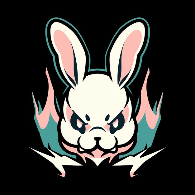 Logo de mascotte de tête de lapin pour la conception de t-shirt de lapin Esport Logo de lapin Sticker de lapin