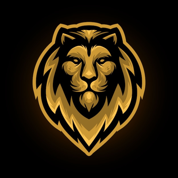 Logo De Mascotte Tête De Lion Doré