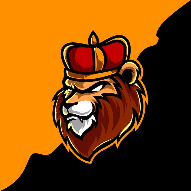 Vecteur logo de mascotte tête de roi lion