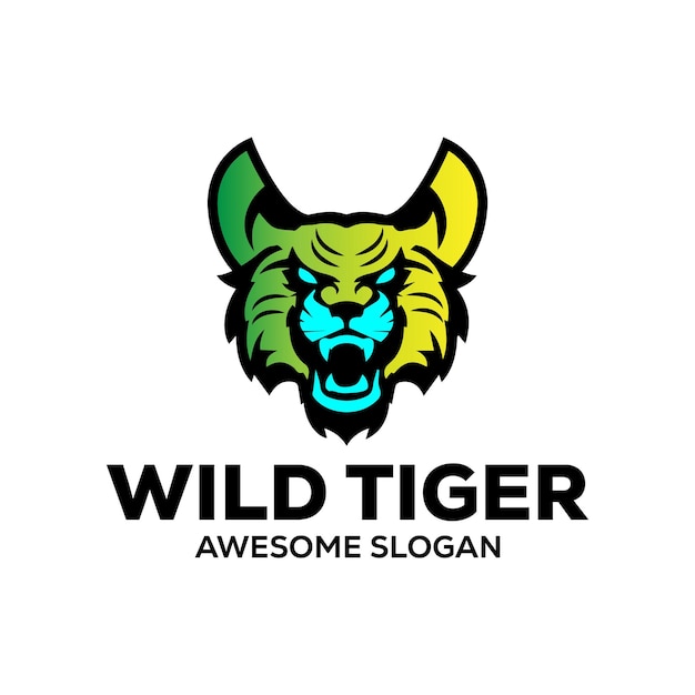 Le logo de la mascotte à tête de tigre est une illustration vectorielle.