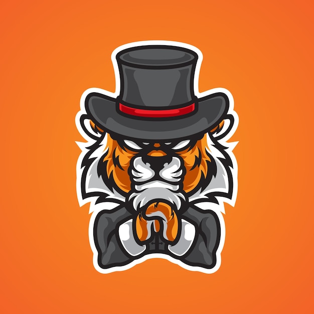 Logo De Mascotte De Tête De Tigre De Magicien