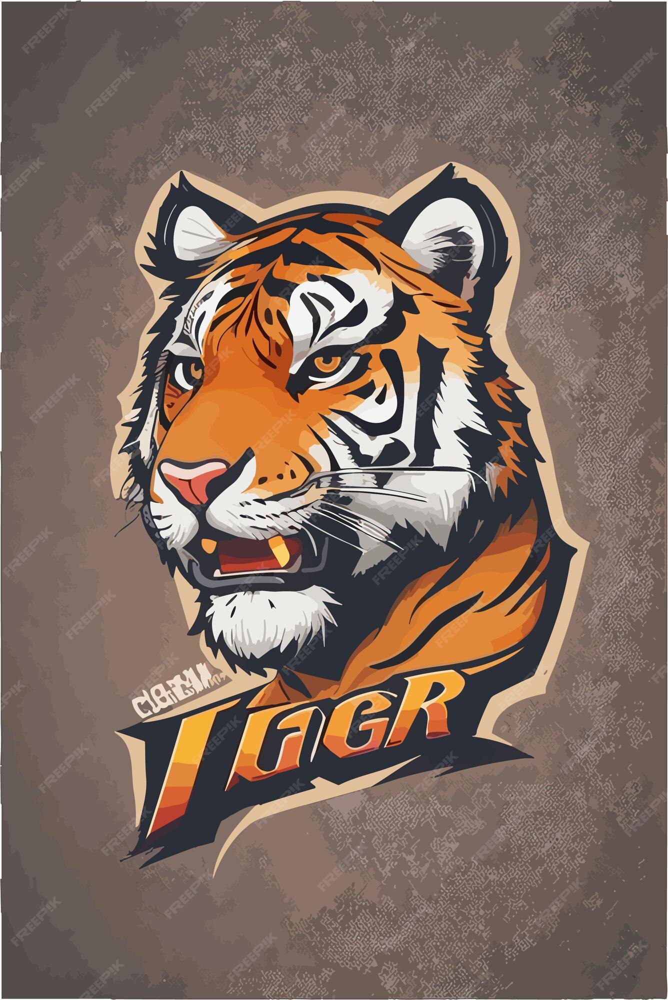 Logo De Jeu De Sport Tigre Blanc, Vecteur Premium