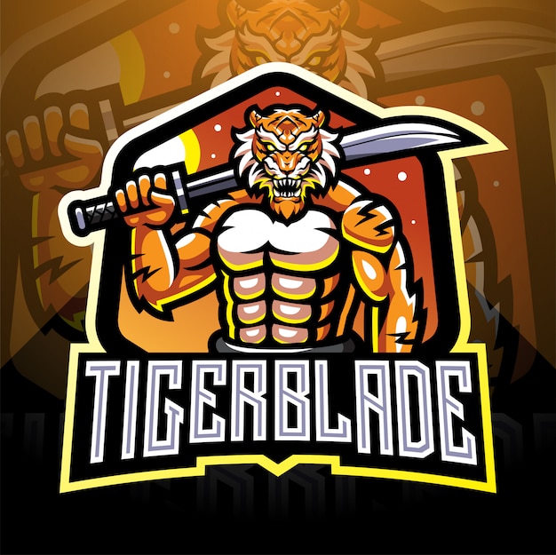 Logo mascotte tigre avec lame esport