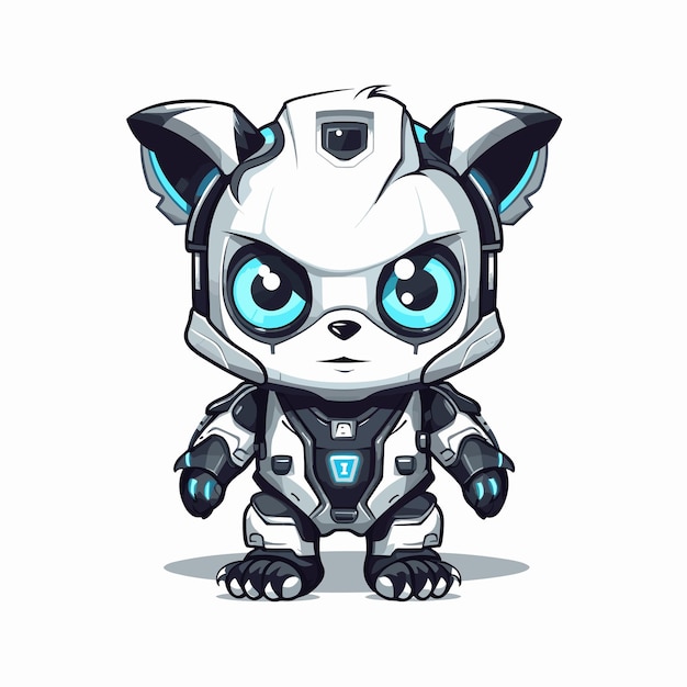 Logo De Mascotte De Vecteur Mignon Cyborg Panda