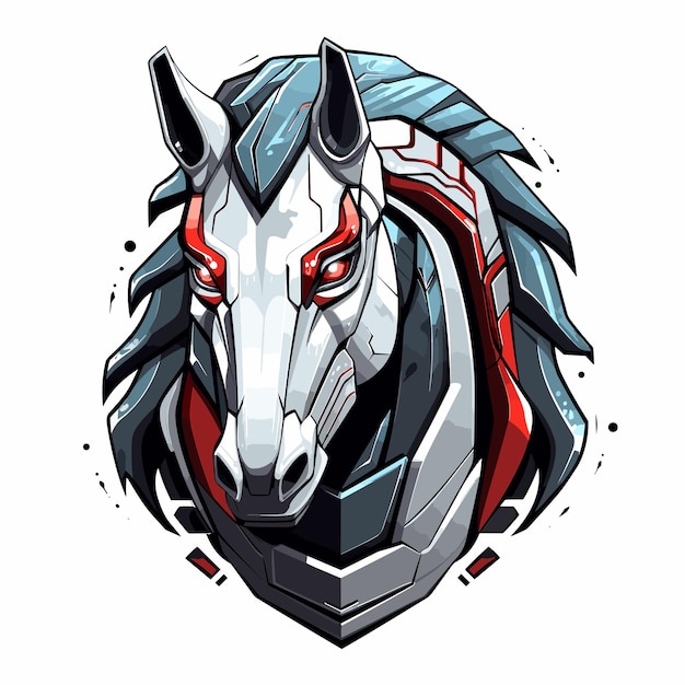 logo de mascotte vectorielle cheval cyborg