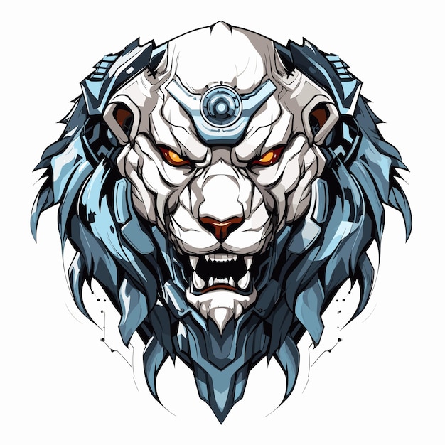 logo de mascotte vectorielle de Cyborg Lion