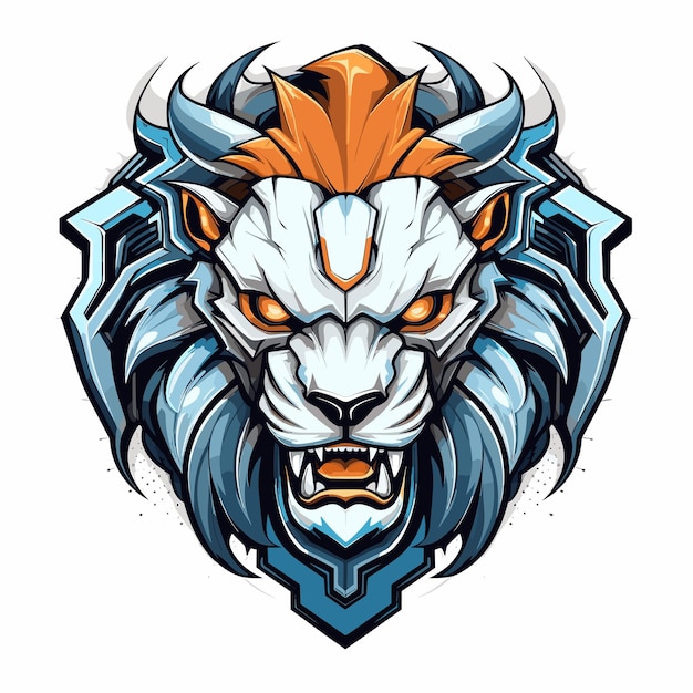 Logo De Mascotte Vectorielle De Cyborg Lion