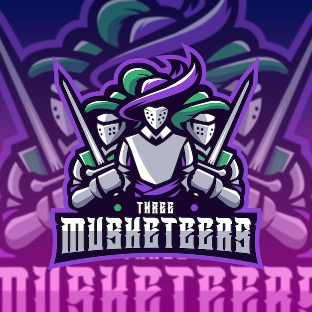 Vecteur logo de la mascotte vectorielle les trois mousquetaires