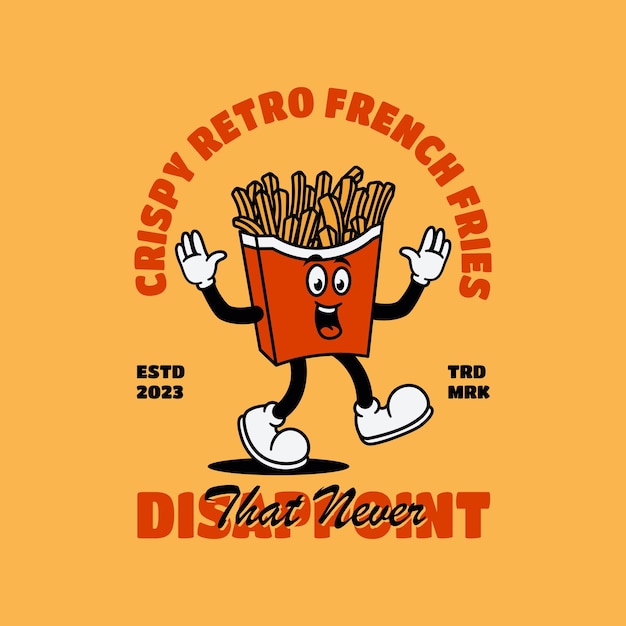 Logo de mascotte vintage dessiné à la main pour le menu du petit-déjeuner du restaurant et ses plats préférés