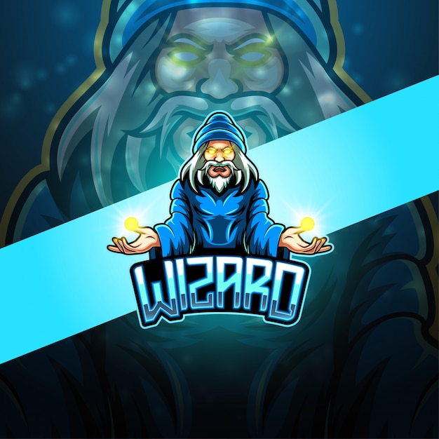 Vecteur logo mascotte wizard esport