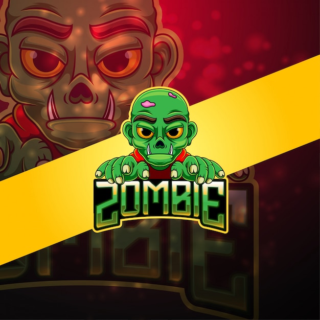 Vecteur logo de la mascotte zombie esport