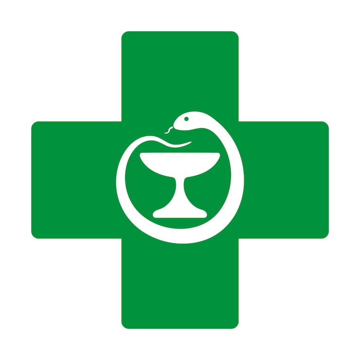 Vecteur le logo médical est un symbole de pharmacie avec un serpent et un calice.