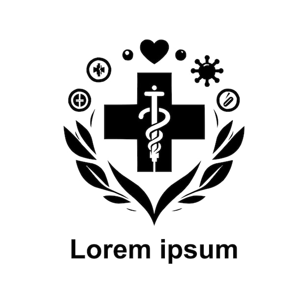 Vecteur logo médical noir sur fond blanc