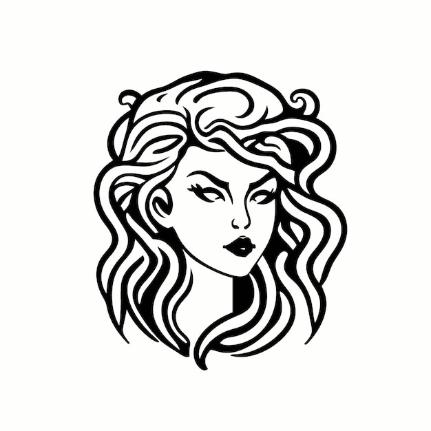 Logo Medusa Pour Vêtements Et Accessoires Illustration Vectorielle Dessin Au Trait