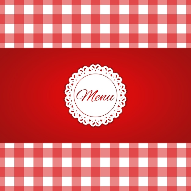 Vecteur logo de menu avec nappe en dentelle de couleur rouge en illustration vectorielle
