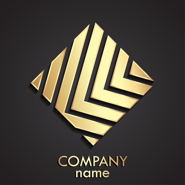logo en métal brillant carré linéaire doré