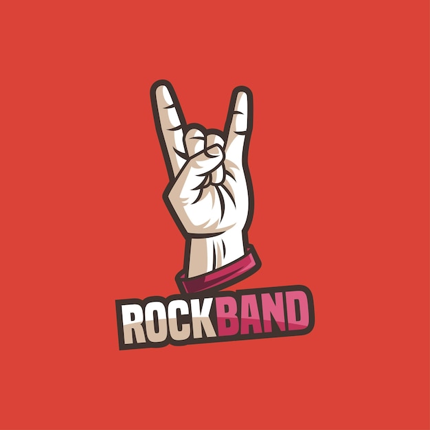 Logo en métal de musique de main de groupe de rock