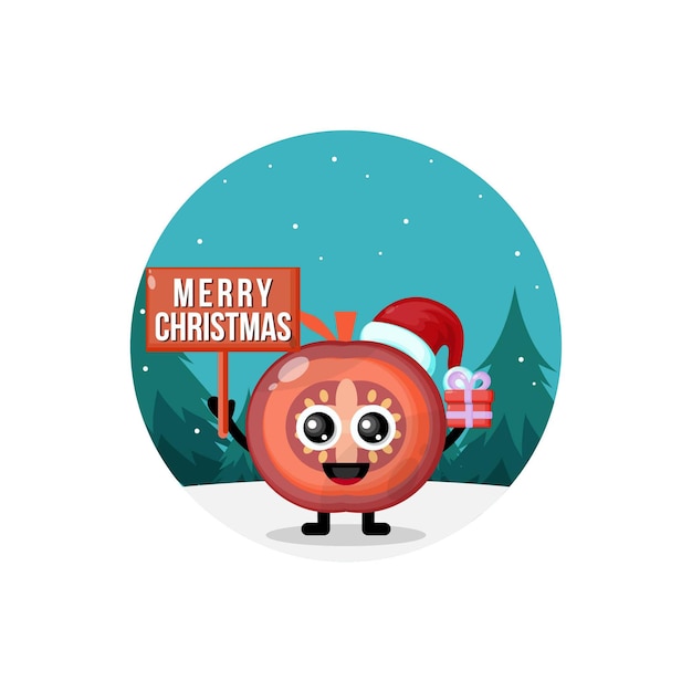 Logo Mignon De Caractère Joyeux Noël Tomate