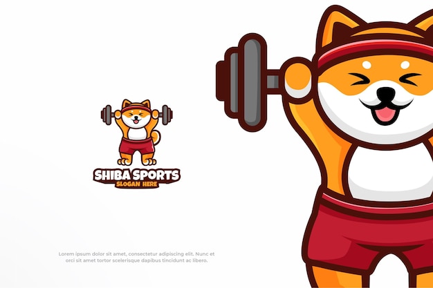 Logo Mignon Chien Corgi Shiba Sport Mascotte Animal Illustration Vectorielle