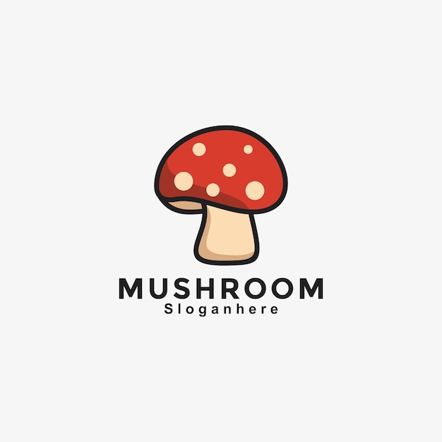 Vecteur logo mignon de dessin animé de champignon