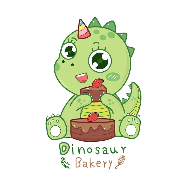 Logo Mignon De Licorne De Dinosaure Pour La Boulangerie