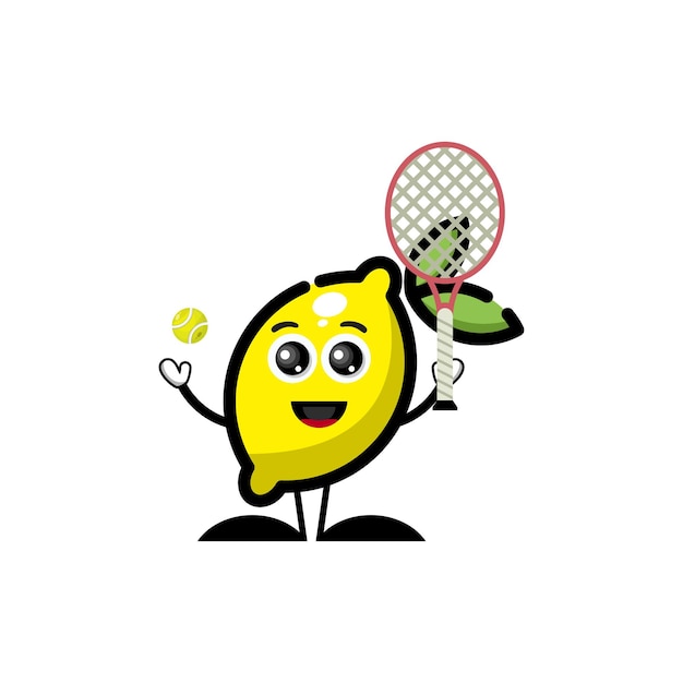 Logo Mignon De Personnage De Tennis Citron