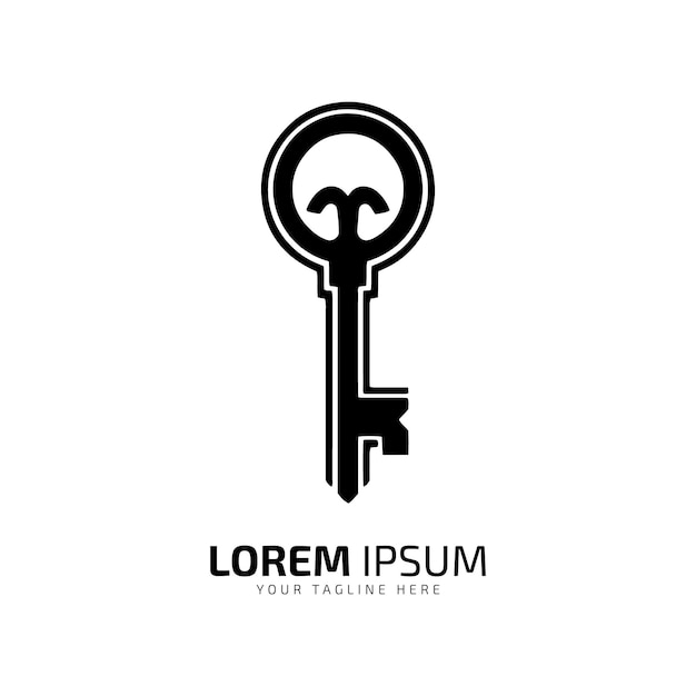 Logo minimal et abstrait de la clé vectorielle clé icône maison clé silhouette modèle isolé conception meilleure et ancienne clé de conception