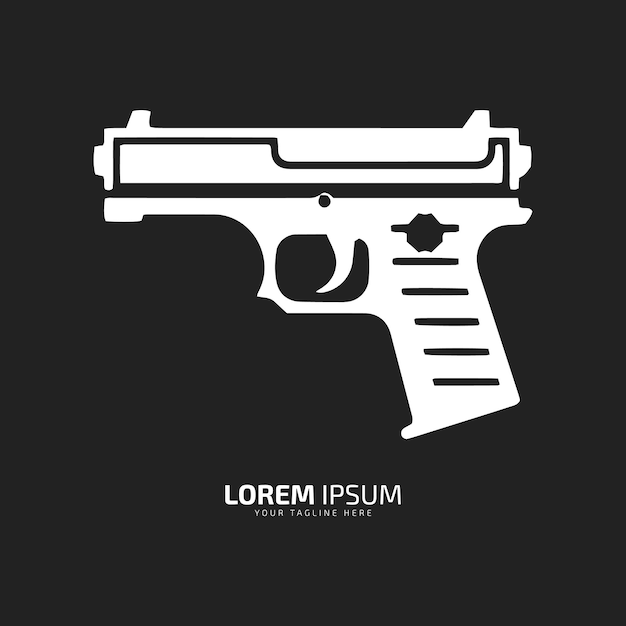 Logo Minimal Et Abstrait Du Pistolet Vecteur Pistolet Icône Arme Silhouette Modèle Isolé Conception Sur Fond Noir