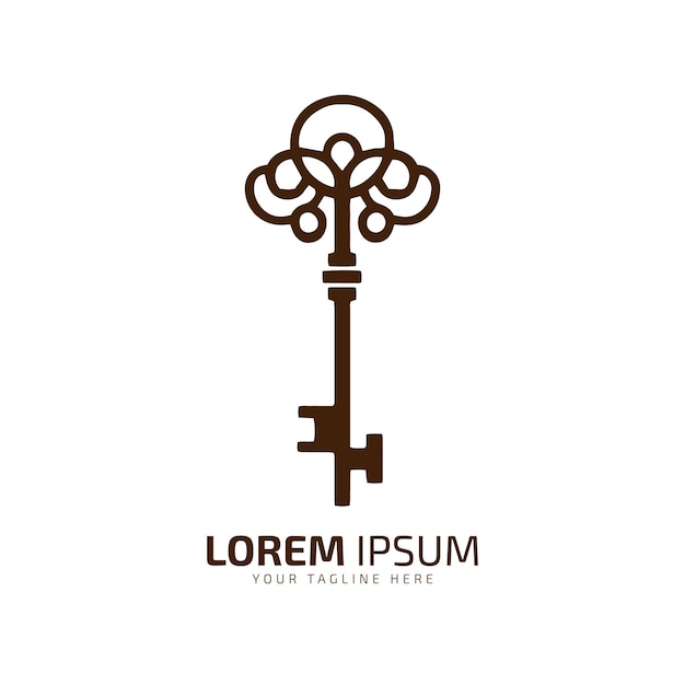 Logo minimal et abstrait de l'icône de clé vectorielle clé maison clé silhouette modèle isolé conception meilleure et ancienne clé