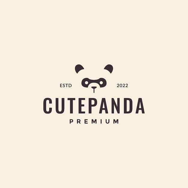 Vecteur logo minimal de panda hipster visage