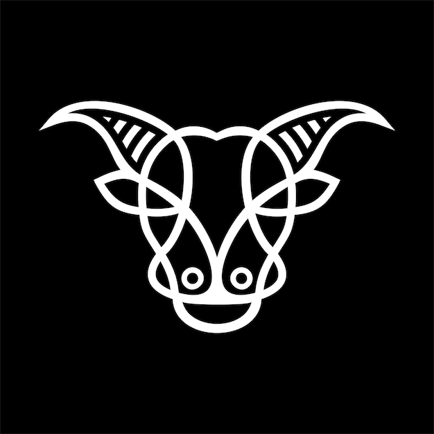 Vecteur logo minimaliste monoline de buffle