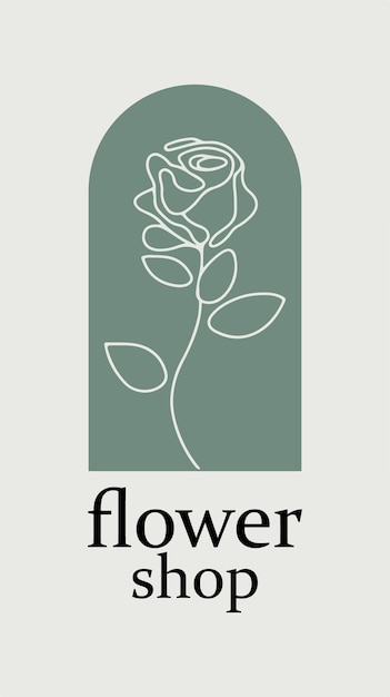 Logo minimaliste pour une boutique de fleurs présentant un dessin de rose à ligne unique à l'intérieur d'un cercle