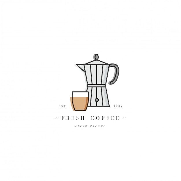 logo de modèle coloré ou emblème - café et café. Icône de nourriture. Étiquette dans un style linéaire branché sur fond blanc.