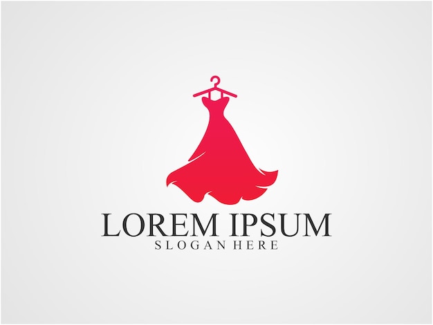 Vecteur logo de modèle de robe femme rouge