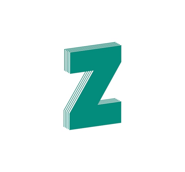 Logo moderne linéaire 3D de la lettre Z. Numéro sous forme de bande de ligne. Conception abstraite linéaire